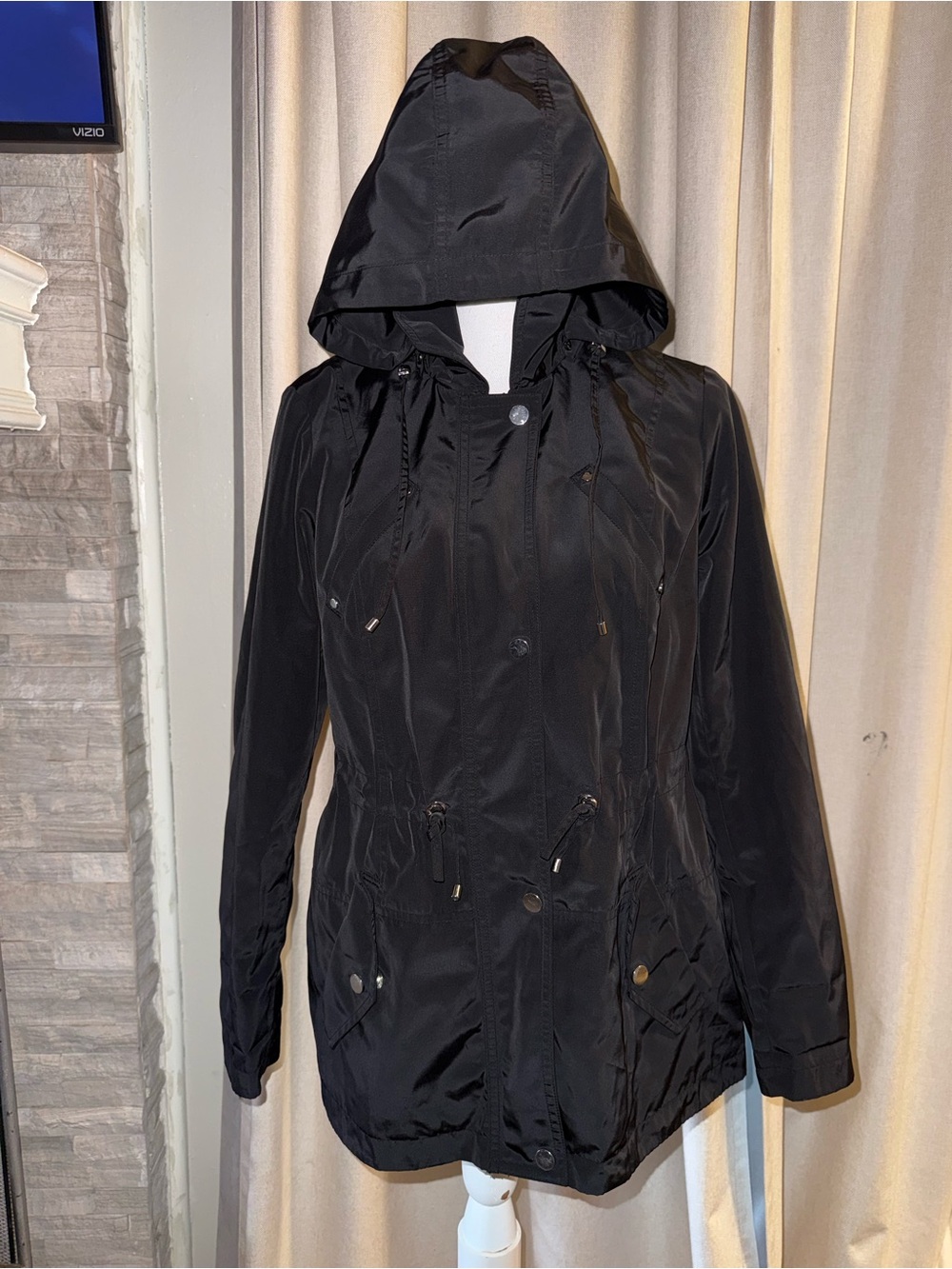Charter Club Black Hooded Utility Jacket
